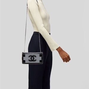 Chanel east/west boy brick plexi and leather bag